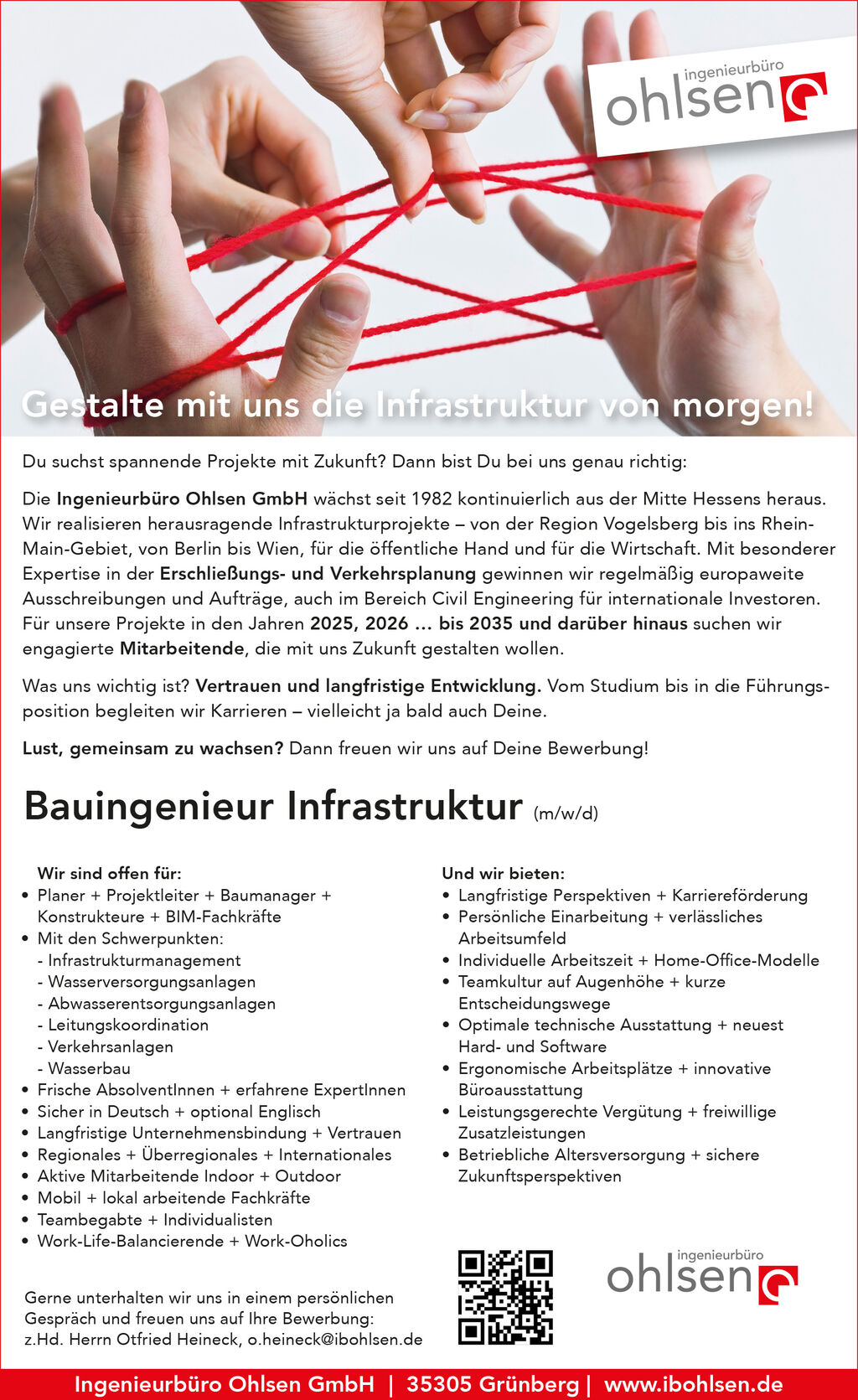 Ohlsen JOB Bauingenieur Infrastruktur 2025